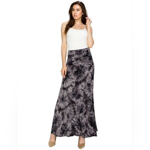 ☆Lock & Love Chic Black and Gray Tie-Dye Maxi Skirt NWOT☆